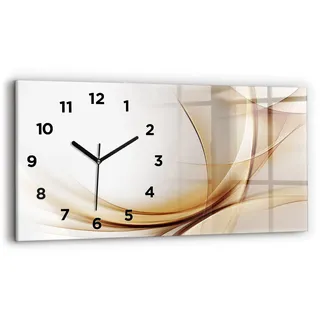Wallfluent Wanduhr – Stilles Quarzuhrwerk - Uhr Dekoration Wohnzimmer Schlafzimmer Küche - Zifferblatt - schwarze Zeiger - 60x30 cm - Goldene Abstraktion - Gold