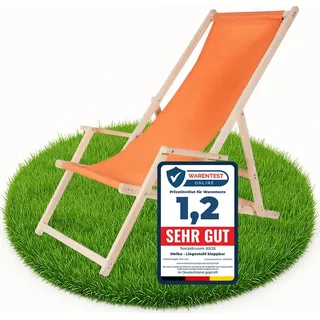 Melko Strandstuhl Armlehnen Holz klappbar Garten Sonnenliege Faltstuhl - Orange - Orange