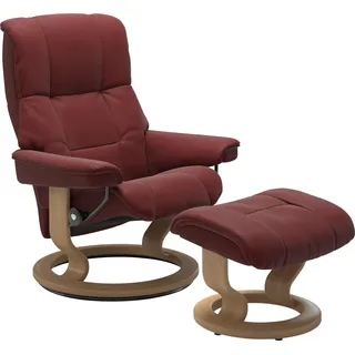 Stressless® Relaxsessel »Mayfair« Relaxsessel mit Hocker, mit Hocker, mit Classic Base, Größe S, M & L, Gestell Eiche, in 3 Bezugsqualitäten lieferbar, rot
