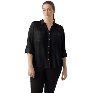 VERO MODA Curve Damen Vmbumpy L/S Shirt New Curve Noos Bluse, Schwarz, 52 Große Größen EU