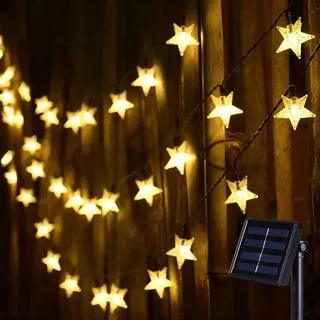 NLNEY Lichterkette Außen Solar 120 Led, 15M Solarlichterkette Sterne Wetterfest 8 Modi Lichterketten Solarlampen für Innen Outdoor Weihnachtsdeko, Garten, Balkon, Terrasse Deko (Warmweiß)