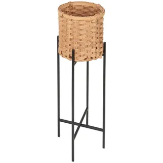 Ambia Home Pflanzentopf , Naturfarben, Schwarz , Holz, Metall, Kunststoff , Bambus , vollmassiv , Abstraktes , rund , 70 cm , Plastikeinsatz , Dekoration, Blumen & Blumentöpfe, Übertöpfe