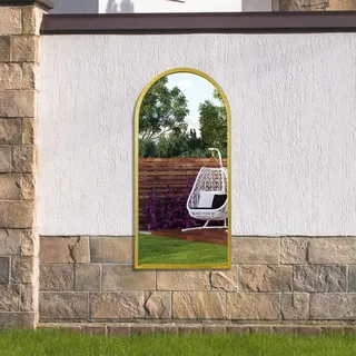 MirrorOutlet The Arcus Wandspiegel, Metallrahmen, modern, gewölbt, 120 x 60 cm, Schwarz 2 cm breiter Rahmen und 3 cm tief.