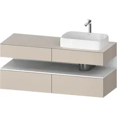 Duravit Qatego Konsolenwaschtischunterbau, 2 Auszüge, 2 Schubkästen, Ausschnitt rechts, 1400x550x600mm, Nische Weiß Matt, QA4766018, Farbe: Taupe Matt