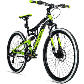 Bergsteiger Kodiak 24 Zoll Kinderfahrrad, geeignet für 8, 9, 10, 11 Jahre, Scheibenbremse, Shimano 21 Gang-Schaltung, Mountainbike mit Vollfederung, Jungen-Fahrrad - Schwarz, Grün