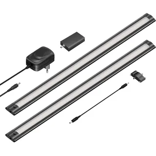 ledscom.de Smarte LED Unterbau-Leuchte SIRIS schwarz matt, WLAN-Controller flach, Smart-Home, Alexa-fähig, je 50cm, je 531lm, warmweiß, 2er Set