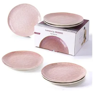 MiaMio – 6 x 28 cm Teller/Speiseteller Set aus Steingut Keramik Geschirr Set Handmade - Lumera Kollektion (Rosa)