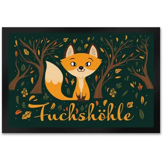 speecheese Fußmatte XXL in 50x75 cm mit niedlichem Fuchs im Wald und Herbst Motiven - Fuchshöhle als Geschenk im Comic Design für Kinder oder Erwachsene die Ihr Zimmer lieben wie eine