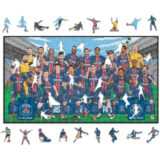 Iconic Puzzles - PSG-Team „Triple Winners“ 2024/25, offiziell Lizenziertes Holzpuzzle, 100% nachhaltig, Geschenk für Erwachsene und Kinder, Größe S, 150 Teile