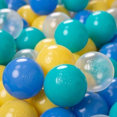KiddyMoon 1200 ∅ 6Cm Kinder Bälle Für Bällebad Spielbälle Baby Plastikbälle Made In EU, Türkis/Blau/Gelb/Transparent