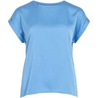 VILA Viellette S/S Satin Top Blau S