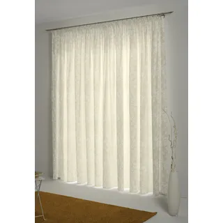 Vorhang ADAM "Flower Cuvée" Gr. 1, beige (natur), B:142cm H:145cm, Jacquard, Baumwolle, Gardinen, Vorhang, aus 100% Bio-Baumwolle