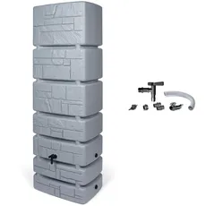 Kreher XXL Wassertonne Tower Stone mit Wasserhahn und Füllautomat. Tolle Stein Optik in Grau, 350 Liter Nutzungsvolumen. Maße (BxTxH): 57,5 x 38,4 x 180 cm