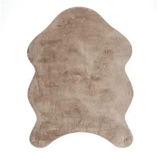 Paco Home Fellteppich »Pelt 640« fellförmig 16 mm Höhe Kunstfell, Fellform Weich Einfarbig rutschfest beige 120x160 cm Fell-form