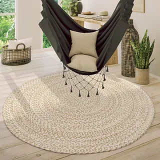 Paco Home Teppich »Viborg 595« rund 13 mm Höhe Jute, Modern, Boho, Handgefertigter Natur-Teppich, beige