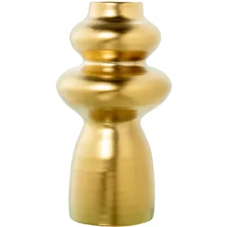 DRW Abstrakte Tischvase aus Keramik in mattem Gold, 17 x 17 x 32 cm, Goldmatt, Medidas: 17x17x32cm
