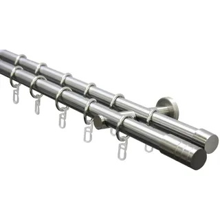 GARDINIA Gardinenstangen-Set »Zylinder«, 2-läufig Ø 20 mm, Edelstahloptik 200 cm