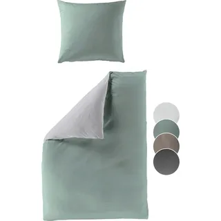 liebling - Renforcé Bettwäsche, lind grün, 1 x Bettbezug 135 x 200 cm + 1 x Kissenbezug 40 x 80 aus 100% seidig weicher Baumwolle - Grün