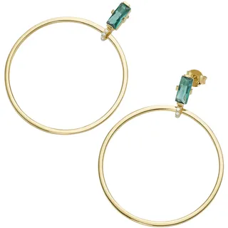 GIORGIO MARTELLO MILANO Paar Ohrhänger "Ohrhänger Behang Ring, Zirkonia und Kristallsteine, vergoldet, Silber 925", grün