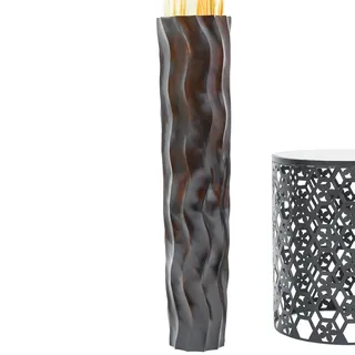 Leewadee Große Deko Bodenvase Für Dekozweige, Hohe Standvase Für Pampasgras, Design Holzvase, 85 cm, Braun