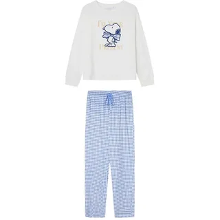 Women'secret Damen Pijama Largo Snoopy Wild Red Collection Schlafanzug, weiß, 36