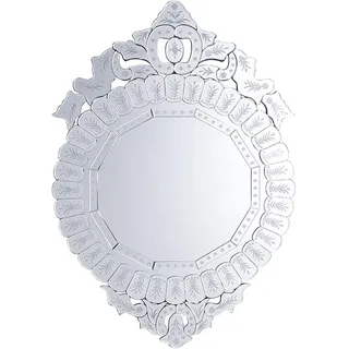 Beliani Wandspiegel silber rund 67/100 cm Craon , Silberfarben , Holzwerkstoff , Freiform , 67x100x2 cm , Spiegel, Wandspiegel