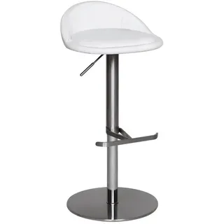 Mid.you Barhocker , Weiß , Textil , Säule, Bodenplatte , 43x65x43 cm , Sitzfläche 360° drehbar , Esszimmer, Stühle, Hocker