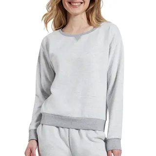 Sweatshirt TOM TAILOR "Manila", Damen, Gr. 36 (S), weiß (weiß, mittel, melange), Sweatware, Obermaterial: 60% Baumwolle, 40% Polyester, meliert, bequem hüftbedeckend, Rundhals, Bündchen, Sweatshirts Sweatshirt, bequem, leicht, weich, Baumwollmix, Langarm, Rundhalsausschnitt