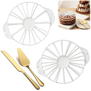 2 Tortenteiler mit Tortenheber und Tortenschneider für 10/12/14/16 Stücke | Kuchenteiler für Plastik, Tortenmesser und Tortenheber Edelstahl, Professionelles Backzubehör für Hochzeit Geburtstag Torten