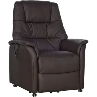 Welnova Fernsehsessel , Dunkelbraun , Leder , Echtleder , Spaltleder , Uni , 88x114x88 cm , Relaxfunktion, Aufstehhilfe , Wohnzimmer, Sessel, Fernsehsessel