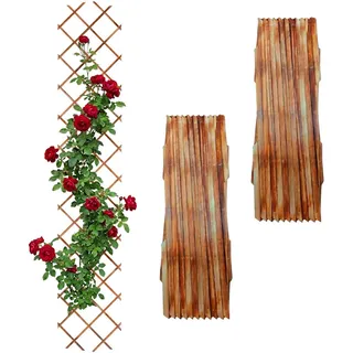 Relaxdays 3Xrankgitter , Braun , Holz , 45x270x1.5 cm , Dekoration, Gartendeko