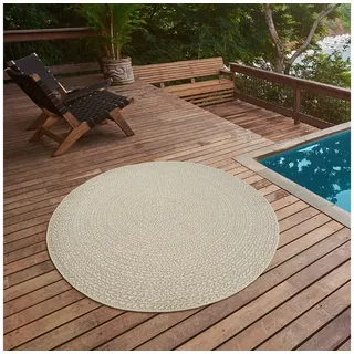 The CarPET Kansas - Stilvoller Teppich im Jute-Look, ideal für Wohnzimmer, Esszimmer & Flur, pflegeleicht und wetterbeständig für Indoor & Outdoor, Creme, ca. 120 cm Rund
