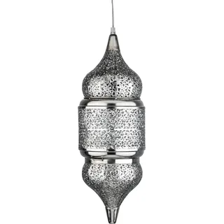 Orientalische Pendelleuchte Imano Silber 56cm | Handarbeit & Boho Deko - Silber