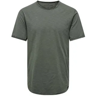 Only & Sons Herren O&S Rundhals T-Shirt Langes Einfarbiges Kurzarm Shirt Basic Shortsleeve aus Baumwolle ONSBENNE