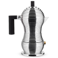 Alessi Pulcina Stovetop Espresso Maker Espressokocher, Aluminium, schwarz, 8.3 x 10.5 x 35 cm