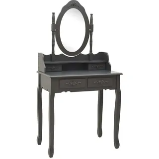 vidaXL Schminktisch-Set mit Hocker Grau 75x69x140 cm Paulownia-Holz - Grau