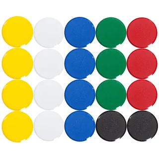 MAUL Facetterand Magnete (20 Stück) MAULpro Ø 20mm | mini Magnete aus Kunststoff | Starke Magnete für Whiteboard und Magnettafel | ideal für Büro, Homeoffice und Werkstatt | Bunt