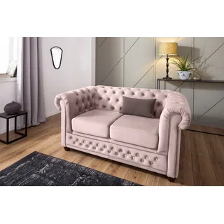 Home affaire Chesterfield-Sofa »New Castle«, mit hochwertiger Knopfheftung in Chesterfield-Design, B/T/H: 148/86/72, rosa