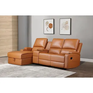 Home Affaire »NAPORI Multimediasofa, 3er Kinosessel XXL, L-Form, 3 Bezugsstoffe« Kinosofa mit Relaxfunktion, Getränkehalter, Staufach und Staukasten