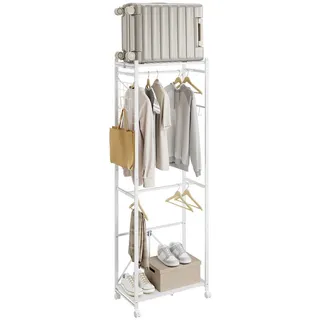SoBuy Kleiderständer Schmal mit Rollen 60,5x32,5x175 Weiß