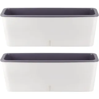 SINJEUN Selbstbewässernder Übertopf, Pflanzkübel, rechteckig, selbstwässernd, mit Drainagelöchern, für den Innen- und Außenbereich, 43,2 cm, 2 Stück