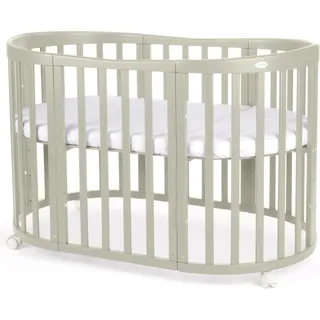 Waldin Babybett OWAL Kinderbett 7in1 mit Matratze, mitwachsendes Kinder-Bett,Ohne Stoffset,Holz olive - Olive