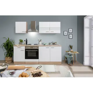 Respekta Küchenzeile Merle 210 cm E-Geräte Edelstahlkochmulde weiß