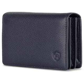 VON HEESEN® Visitenkartenetui Leder mit RFID-Schutz - Platz für 50 Visitenkarten - 6 Fächer - Visitenkarten Etuis - Geschenk für Damen & Herren (Dunkelblau)