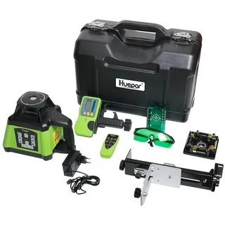 Huepar RL200HVG Rotationslaser Kit Grün, Selbstnivellierend Rotary Laser Level 360° Horizontaler/Vertikaler Linie und 2 Laserpunkte, Doppelte Steigung Einstellbar, inkl. Fernbedienung und Detektor