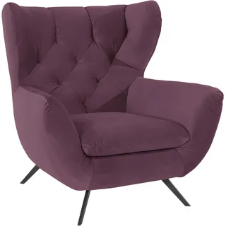 3C Candy Sessel »Beatrice Ohrensessel mit Knopfheftung im Rücken« bequemer Retro Solitärsessel auch in Cord und Fellimitat, rot