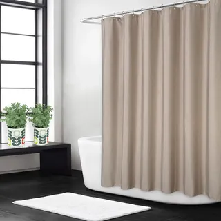 GarveeHome Hotel Duschvorhang Leinen-Look, 240GSM, waschbar, wasserabweisend, Anti-Schimmel, mit Haken – Light Coffee, 48x78 Zoll, USA