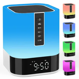 AFEXOA Bluetooth Lautsprecher mit Licht, Geschenke Mädchen, Wecker mit Licht, White Noise Machine, Kinder Lichtwecker, Nachttischlampe Touch Dimmbar mit 48 Farbwechsel, Geschenke für Mädchen Junge