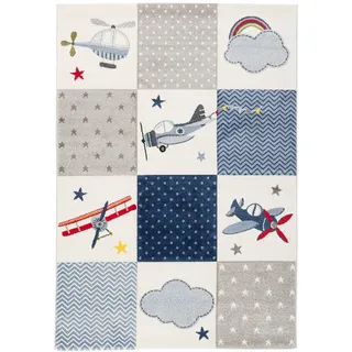 Pergamon Kinder Teppich Maui Kids Karo Planes , Blau , Textil , 80x160 cm , Teppiche & Böden, Teppiche, Teppich Kinderzimmer