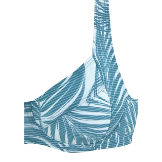 Bügel-Bikini-Top LASCANA ACTIVE "Coal", Damen, Gr. 42, Cup D, blau (petrol, bedruckt), Recycling-Polyamid, bedruckt, gestreift, Bikini-Oberteile Bügel-Bikini-Top, im Mustermix aus Palmen und Streifen, Topseller